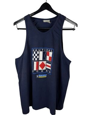 Vintage 90s Royal Caribbean Nautical Ocean Tourist Tank Top Shirt Size L